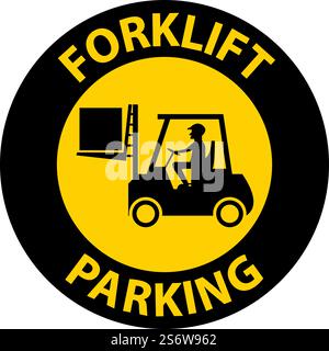 Forklift Parking Floor Sign On White Background Stock Vector
