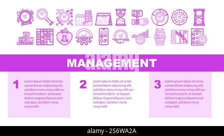 Time Management And Planning Landing Web Page Header Banner Template Vector. Timeline And Check List For Time Management And Plan, Stop Watch And Calendar Accessory Project Deadline Illustration. Time Management And Planning Landing Header Vector Stock Vector