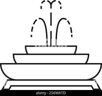 City fountain line icon vector flat design Stock Vector