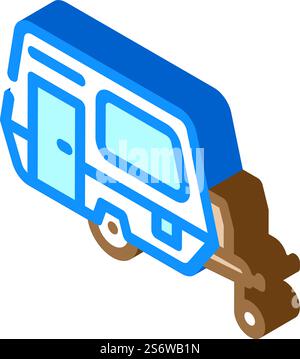 trailer camping isometric icon vector. trailer camping sign. isolated symbol illustration. trailer camping isometric icon vector illustration Stock Vector