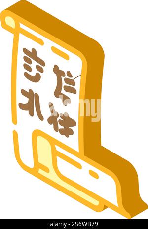 hieroglyphs chinese isometric icon vector. hieroglyphs chinese sign. isolated symbol illustration. hieroglyphs chinese isometric icon vector illustration Stock Vector