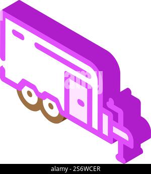 trailer house on wheel isometric icon vector. trailer house on wheel sign. isolated symbol illustration. trailer house on wheel isometric icon vector illustration Stock Vector