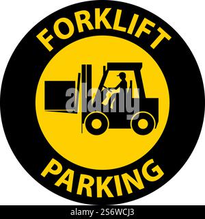 Forklift Parking Floor Sign On White Background Stock Vector