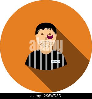 Prisoner Icon. Flat Circle Stencil Design With Long Shadow. Vector Illustration. Stock Vector