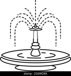 City fountain line icon vector flat design Stock Vector