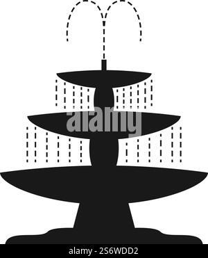 City fountain line icon vector flat design Stock Vector