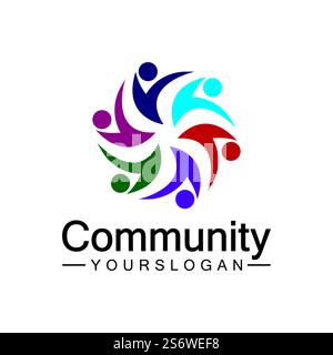 Community Logo Design Template for Teams or Groups.network and social icon design Stock Vector