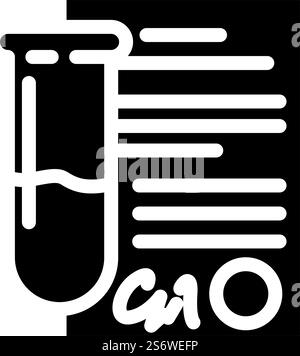 test tube with certificate glyph icon vector. test tube with certificate sign. isolated contour symbol black illustration. test tube with certificate glyph icon vector illustration Stock Vector