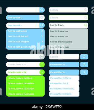 Search Panel Layout Search bars. Web panels with place for text keyboard screen bars blank ...