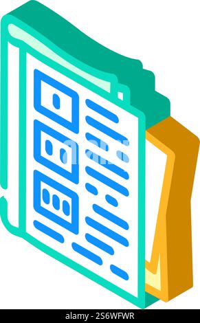 tutorial book isometric icon vector. tutorial book sign. isolated symbol illustration. tutorial book isometric icon vector illustration Stock Vector