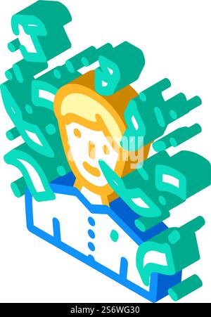 money fall wealth boss isometric icon vector illustration Stock Vector ...