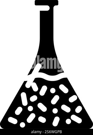 flask with liquid glyph icon vector. flask with liquid sign. isolated contour symbol black illustration. flask with liquid glyph icon vector illustration Stock Vector