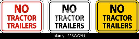 No Tractor Trailers Sign On White Background Stock Vector