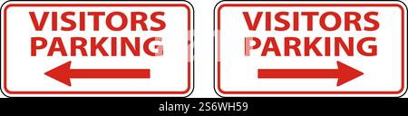 Visitors Parking Right Arrow Left Arrow Sign On White Background Stock Vector