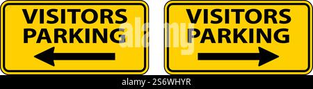 Visitors Parking Right Arrow Left Arrow Sign On White Background Stock Vector