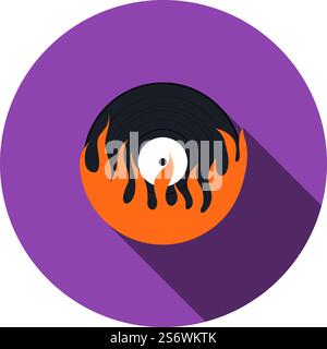 Flame Vinyl Icon. Editable Bold Outline With Color Fill Design. Vector Illustration. Stock Vector