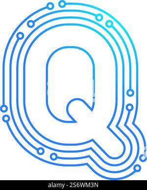 Q initial letter Circuit technology illustration logo vector template Stock Vector