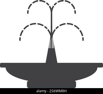 City fountain line icon vector flat design Stock Vector