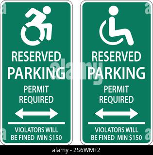 Handicap Parking Sign,Double Arrow Sign On White Background Stock Vector