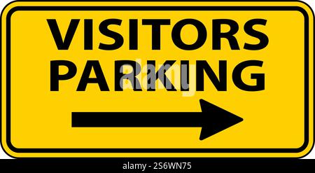 Visitors Parking Right Arrow Sign On White Background Stock Vector