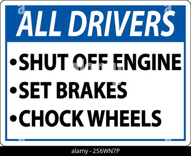 Truck Driver Parking Checklist Sign On White Background Stock Vector