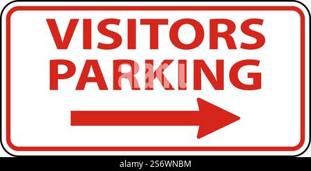 Visitors Parking Right Arrow Sign On White Background Stock Vector