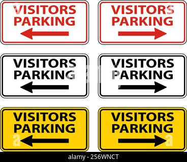 Visitors Parking Right Arrow Left Arrow Sign On White Background Stock Vector