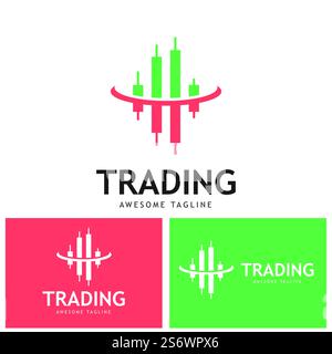 Vector logo with candlestick trading chart analyzing in forex Stock ...