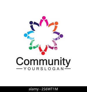 Community Logo Design Template for Teams or Groups.network and social icon design Stock Vector