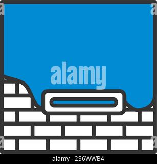 Icon Of Plastered Brick Wall. Editable Bold Outline With Color Fill Design. Vector Illustration. Stock Vector