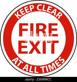 Fire Exit Keep Clear Floor Sign On White Background Stock Vector