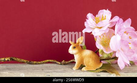An image of an Easter decoration rabbit and cherry blossoms Stock Photo