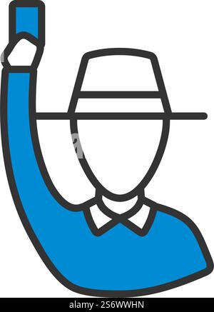 Cricket Umpire With Hand Holding Card Icon. Editable Bold Outline With Color Fill Design. Vector Illustration. Stock Vector