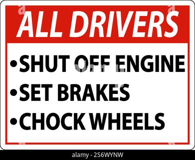 Truck Driver Parking Checklist Sign On White Background Stock Vector