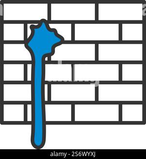 Blood On Brick Wall Icon. Editable Bold Outline With Color Fill Design. Vector Illustration. Stock Vector