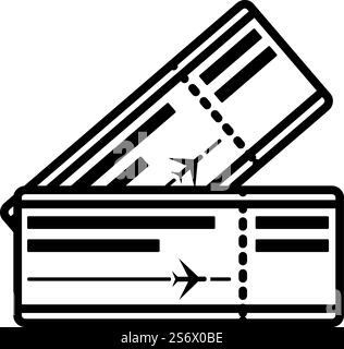 Icon Of Airplane Tickets. Bold outline design with editable stroke width. Vector Illustration. Stock Vector
