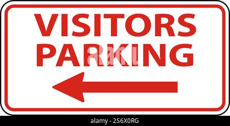 Visitors Parking Left Arrow Sign On White Background Stock Vector