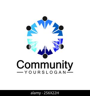 Community Logo Design Template for Teams or Groups.network and social icon design Stock Vector