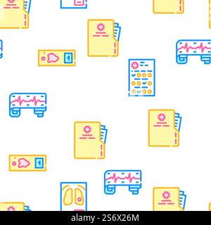 Medical Checkup Health Vector Seamless Pattern Color Line Illustration. Medical Checkup Health Vector Seamless Pattern Stock Vector