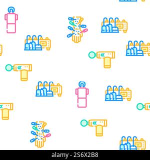 Physical Therapy Aid Vector Seamless Pattern Color Line Illustration. Physical Therapy Aid Vector Seamless Pattern Stock Vector