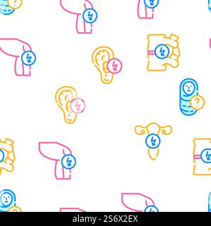 Body Aches Problem Vector Seamless Pattern Color Line Illustration. Body Aches Problem Vector Seamless Pattern Stock Vector