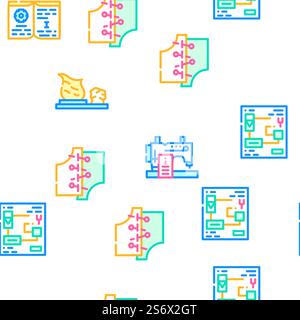 Vocational School Vector Seamless Pattern Color Line Illustration. Vocational School Vector Seamless Pattern Stock Vector
