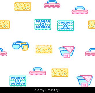 Microfiber For Clean Vector Seamless Pattern Color Line Illustration. Microfiber For Clean Vector Seamless Pattern Stock Vector