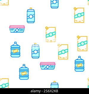 Package For Product Vector Seamless Pattern Color Line Illustration. Package For Product Vector Seamless Pattern Stock Vector