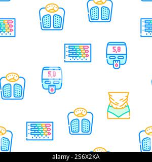 Cholesterol Overweight Vector Seamless Pattern Color Line Illustration. Cholesterol Overweight Vector Seamless Pattern Stock Vector