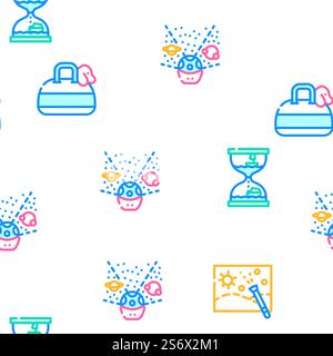 Toy And Children Game Vector Seamless Pattern Color Line Illustration. Toy And Children Game Vector Seamless Pattern Stock Vector