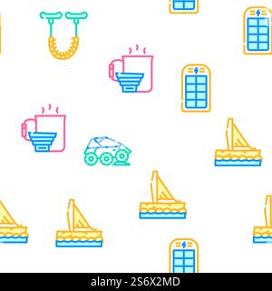 Adventure Equipment Vector Seamless Pattern Color Line Illustration. Adventure Equipment Vector Seamless Pattern Stock Vector