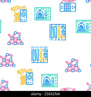 Toy And Children Game Vector Seamless Pattern Color Line Illustration. Toy And Children Game Vector Seamless Pattern Stock Vector