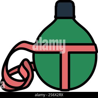 Icon Of Touristic Flask. Editable Bold Outline With Color Fill Design. Vector Illustration. Stock Vector