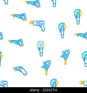 Tools For Building Vector Seamless Pattern Color Line Illustration. Tools For Building Vector Seamless Pattern Stock Vector